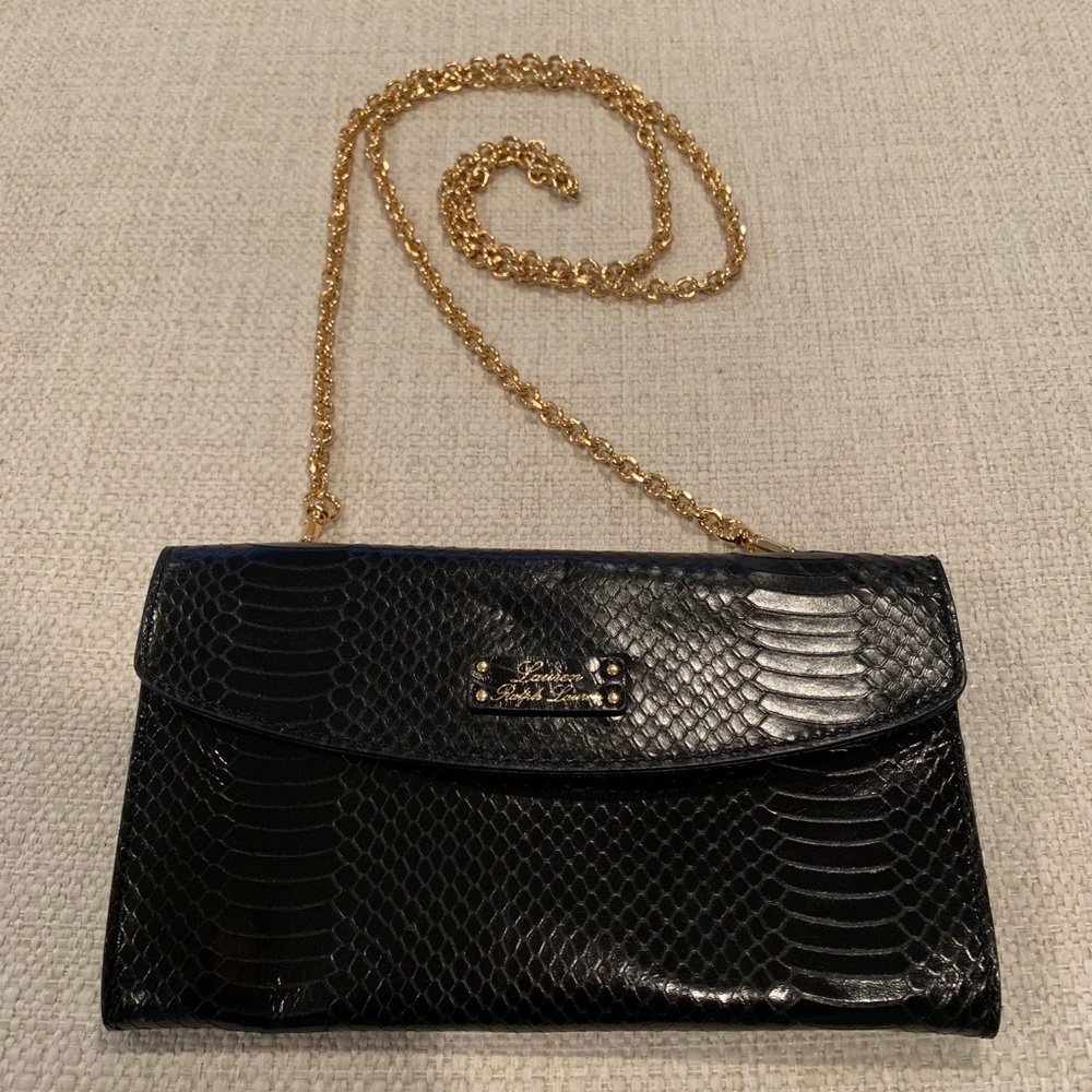 NEW Lauren Ralph Lauren Black & Gold Crossbody Bag